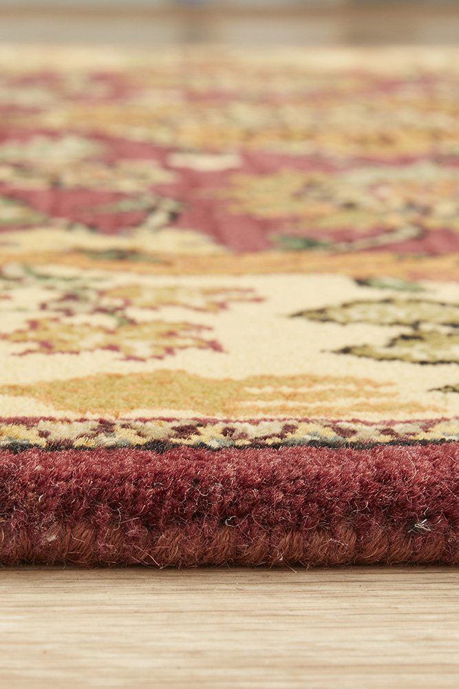 Handmade Fine Jaipur Red Rose Wool Rug 183X120CM