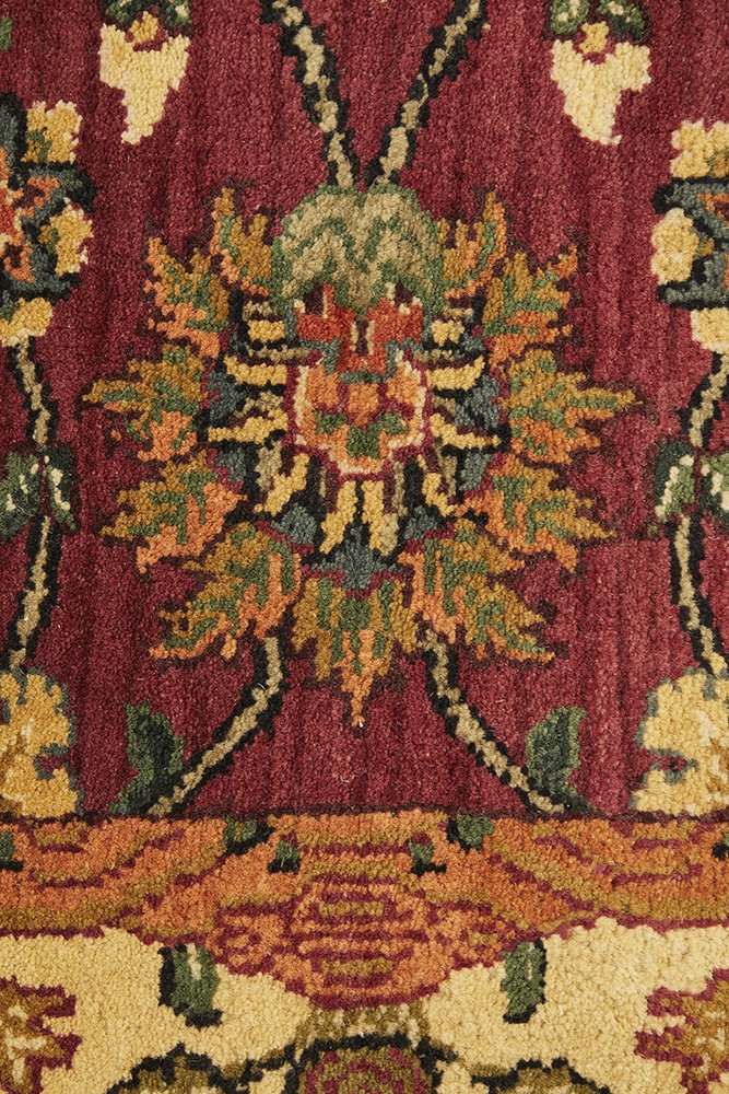 Handmade Fine Jaipur Red Rose Wool Rug 183X120CM
