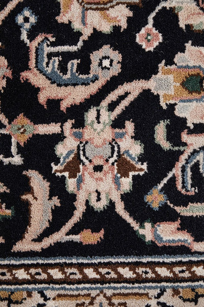 Nain Handmade Garden All Over Indo Navy Wool Runner Rug 596X77CM