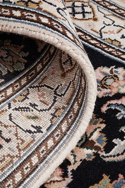 Nain Handmade Garden All Over Indo Navy Wool Runner Rug 596X77CM