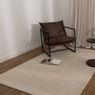 Aspen Plain Ivory Border Wool Rug