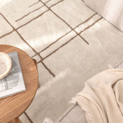 Joy Abstract Beige Lines Washable Soft Wool Rug, Rugs Online Rugs Sydney Australia, www.rugsonlinerugs.com.au