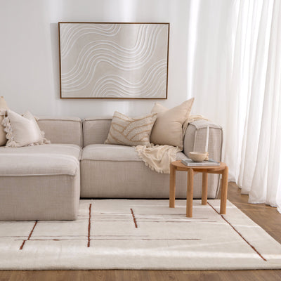 Joy Abstract Terracotta Lines Washable Soft Wool Rug, Rugs Online Rugs Sydney Australia, www.rugsonlinerugs.com.au