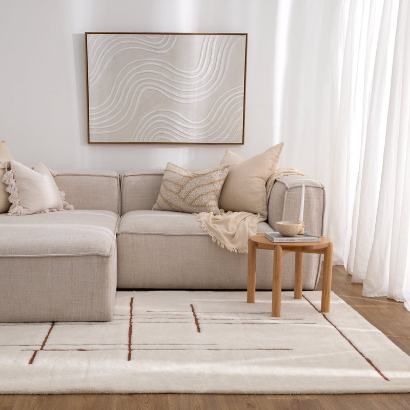 Joy Abstract Terracotta Lines Washable Soft Wool Rug, Rugs Online Rugs Sydney Australia, www.rugsonlinerugs.com.au
