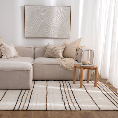 Joy Beige Stripe Washable Soft Wool Rug, Rugs Online Rugs Sydney Australia, www.rugsonlinerugs.com.au