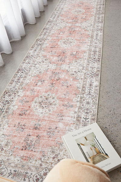 Washable Coco Peach Runner Rug, Rugs Online Rugs Sydney Australia, www.rugsonlinerugs.com.au