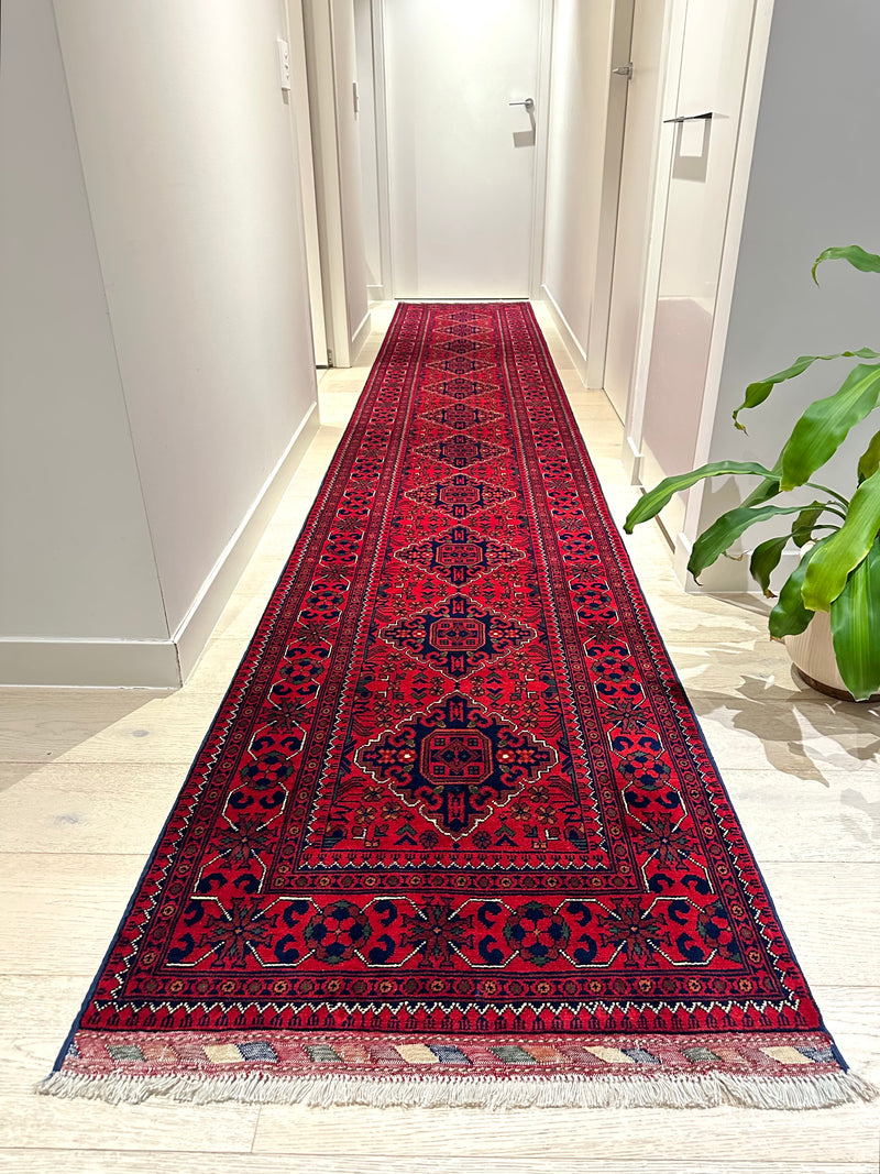 Kamyab Afghan Fine Handmade Tribal Wool Runner Rug (550-2089) 494X80cm, Rugs Online Rugs Sydney Australia, www.rugsonlinerugs.com.au