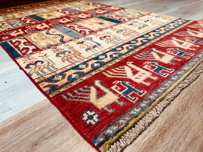Kazak Tribal Farm Motif Handmade Veggie Dye Rug (550-2065) 165X94CM, Rugs Online Rugs Sydney Australia, www.rugsonlinerugs.com.au