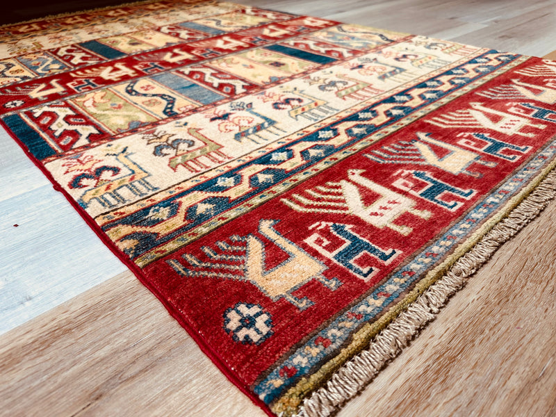 Kazak Tribal Farm Motif Handmade Veggie Dye Rug (550-2065) 165X94CM, Rugs Online Rugs Sydney Australia, www.rugsonlinerugs.com.au
