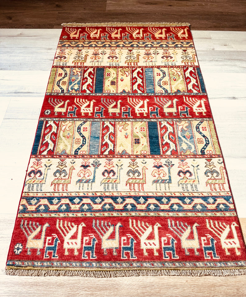 Kazak Tribal Farm Motif Handmade Veggie Dye Rug (550-2065) 165X94CM Rugs Online Rugs Sydney Australia, www.rugsonlinerugs.com.au