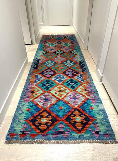 Kilim Chobi Handmade Multi Wool Runner Rug (STK550-2016) 285x84cm, Rugs Online Rugs Sydney Australia, www.rugsonlinerugs.com.au