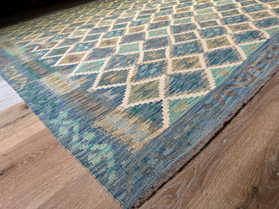 Kilim Chobi Handmade Blue Green Wool Rug (STK550-2106) Rugs Online Rugs Sydney Australia, www.rugsonlinerugs.com.au224X178CM