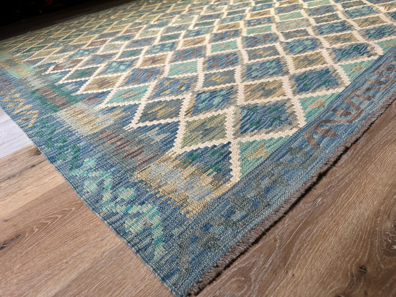 Kilim Chobi Handmade Blue Green Wool Rug (STK550-2106) Rugs Online Rugs Sydney Australia, www.rugsonlinerugs.com.au224X178CM