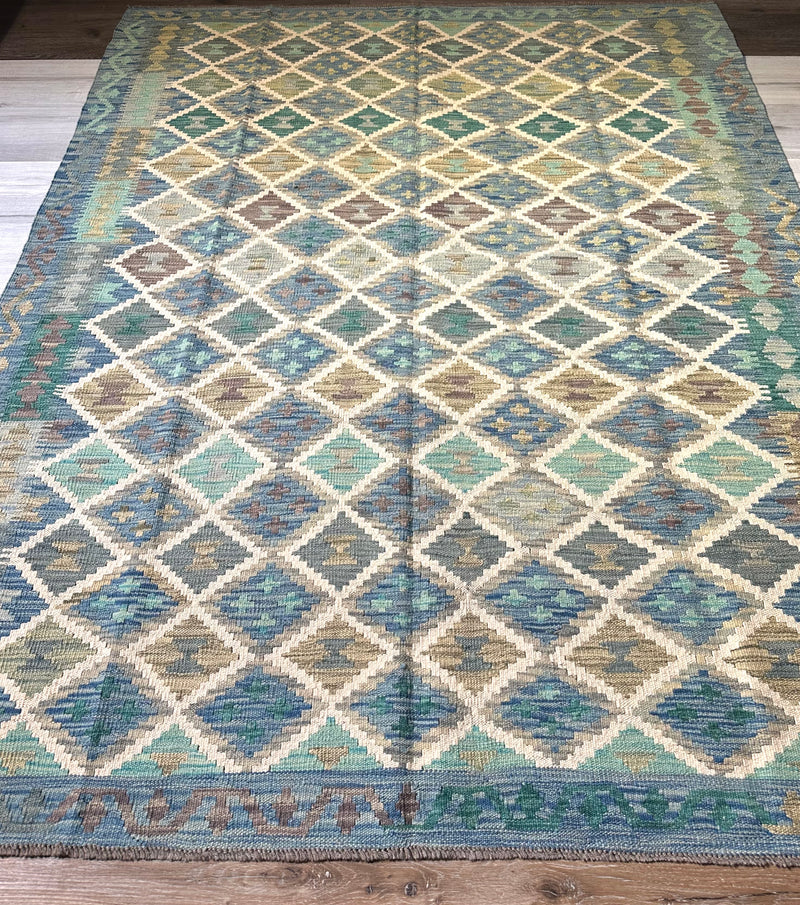 Kilim Chobi Handmade Blue Green Wool Rug (STK550-2106) Rugs Online Rugs Sydney Australia, www.rugsonlinerugs.com.au224X178CM