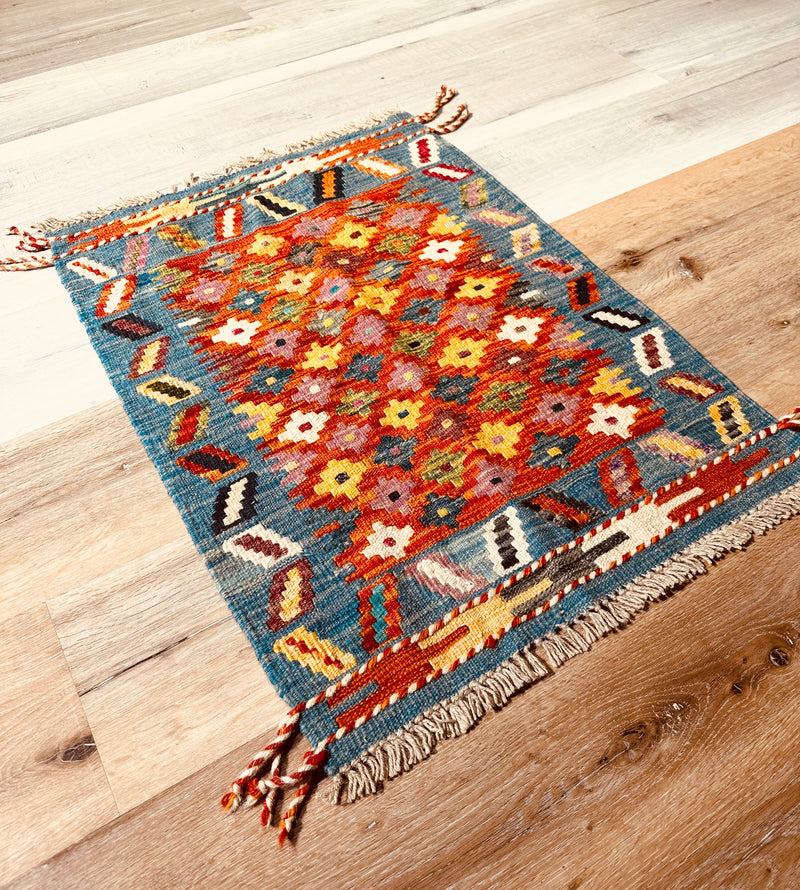 Kilim Chobi Handmade Blue Multi Rug (STK550-2068) 90X64CM, Rugs Online Rugs Sydney Australia, www.rugsonlinerugs.com.au