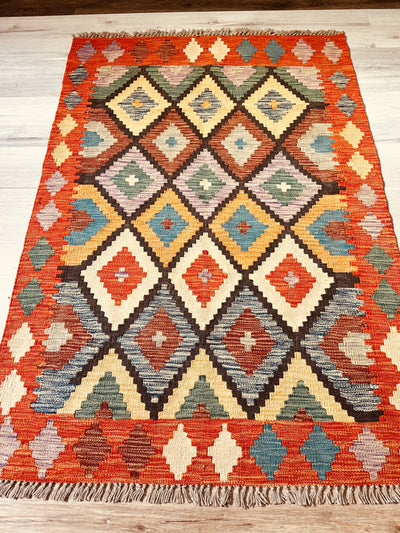 Kilim Chobi Handmade Blue Multi Rug (STK550-2077) 150X104CM, Rugs Online Rugs Sydney Australia, www.rugsonlinerugs.com.au
