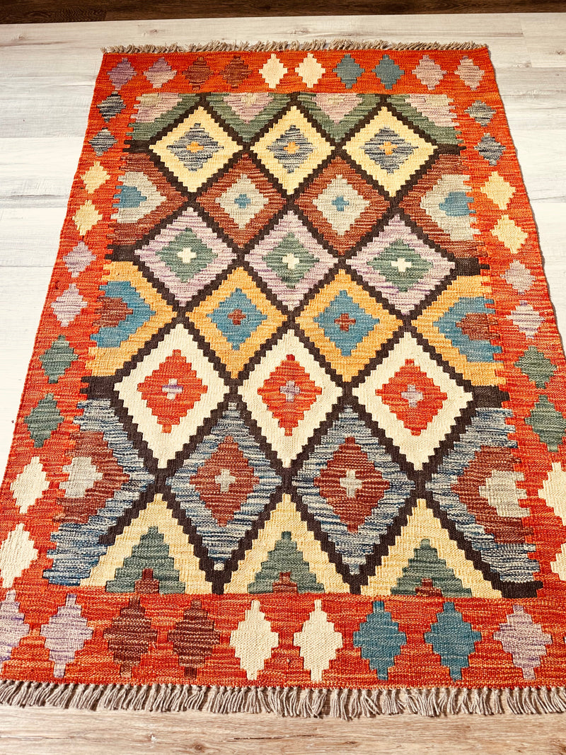 Kilim Chobi Handmade Blue Multi Rug (STK550-2077) 150X104CM, Rugs Online Rugs Sydney Australia, www.rugsonlinerugs.com.au