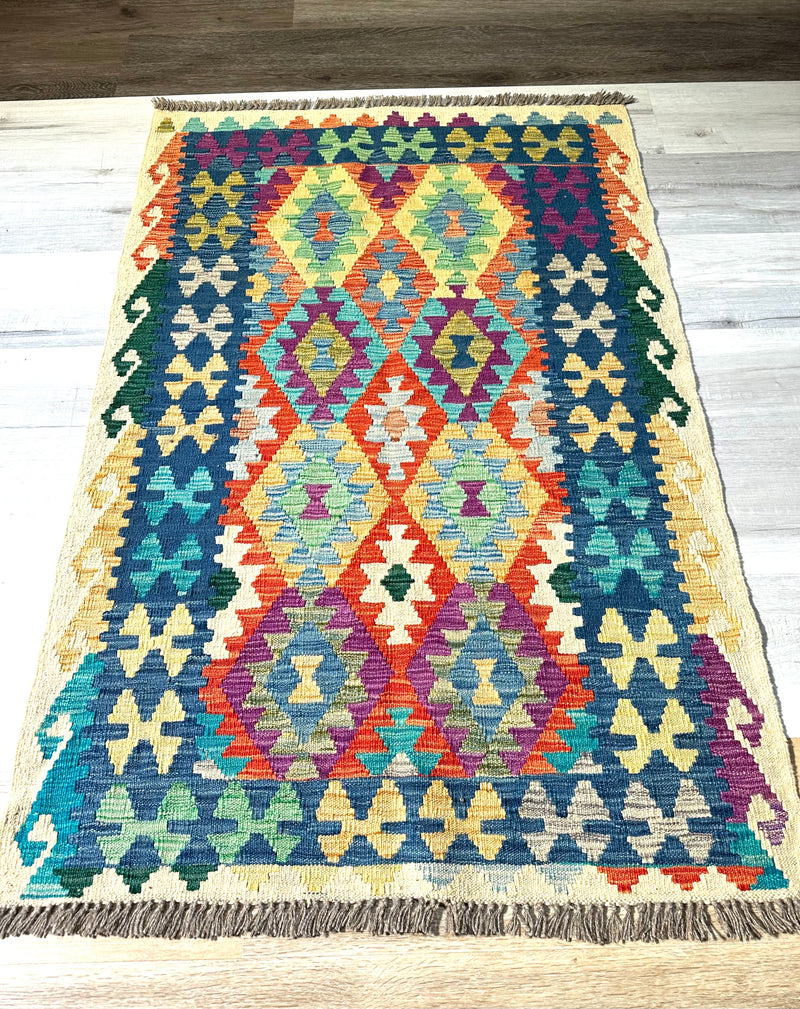 Kilim Chobi Handmade Multi Wool Rug (STK550-2071) 148X100CM, Rugs Online Rugs Sydney Australia, www.rugsonlinerugs.com.au