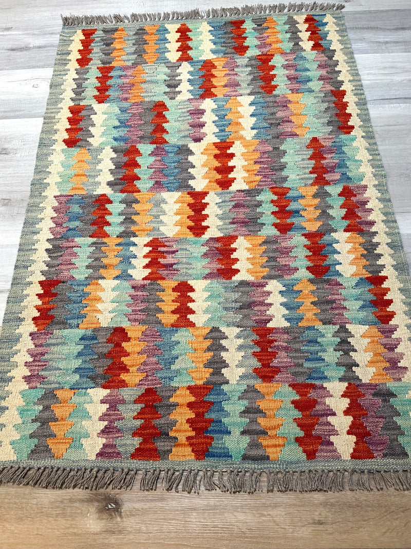 Kilim Chobi Handmade Multi Wool Rug (STK550-2073) 145X99CM