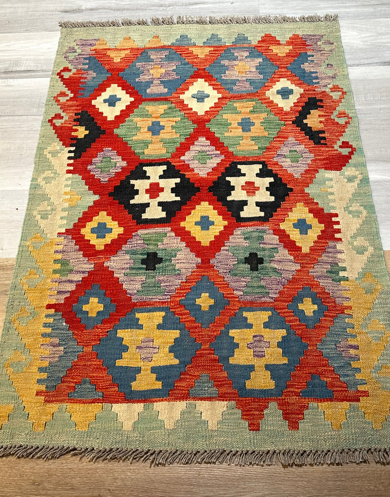 Kilim Chobi Handmade Multi Wool Rug (STK550-2074) 142X97CM