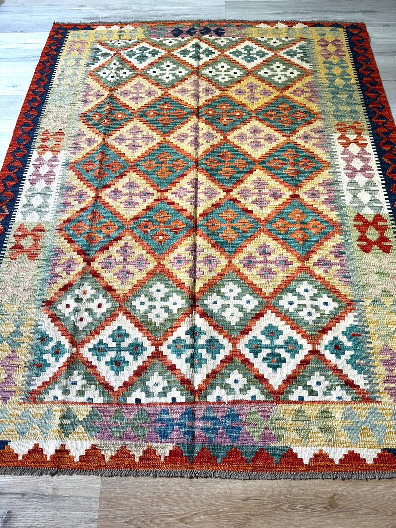 Kilim Chobi Handmade Multi Wool Rug (STK550-2109) 195X154CM, Rugs Online Rugs Sydney Australia, www.rugsonlinerugs.com.au