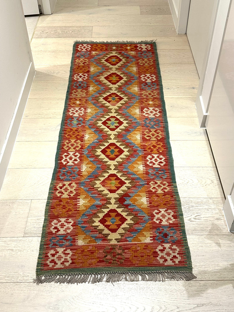 Kilim Chobi Handmade Multi Wool Runner Rug (STK550-1547) 177x59cm, Rugs Online Rugs Sydney Australia, www.rugsonlinerugs.com.au