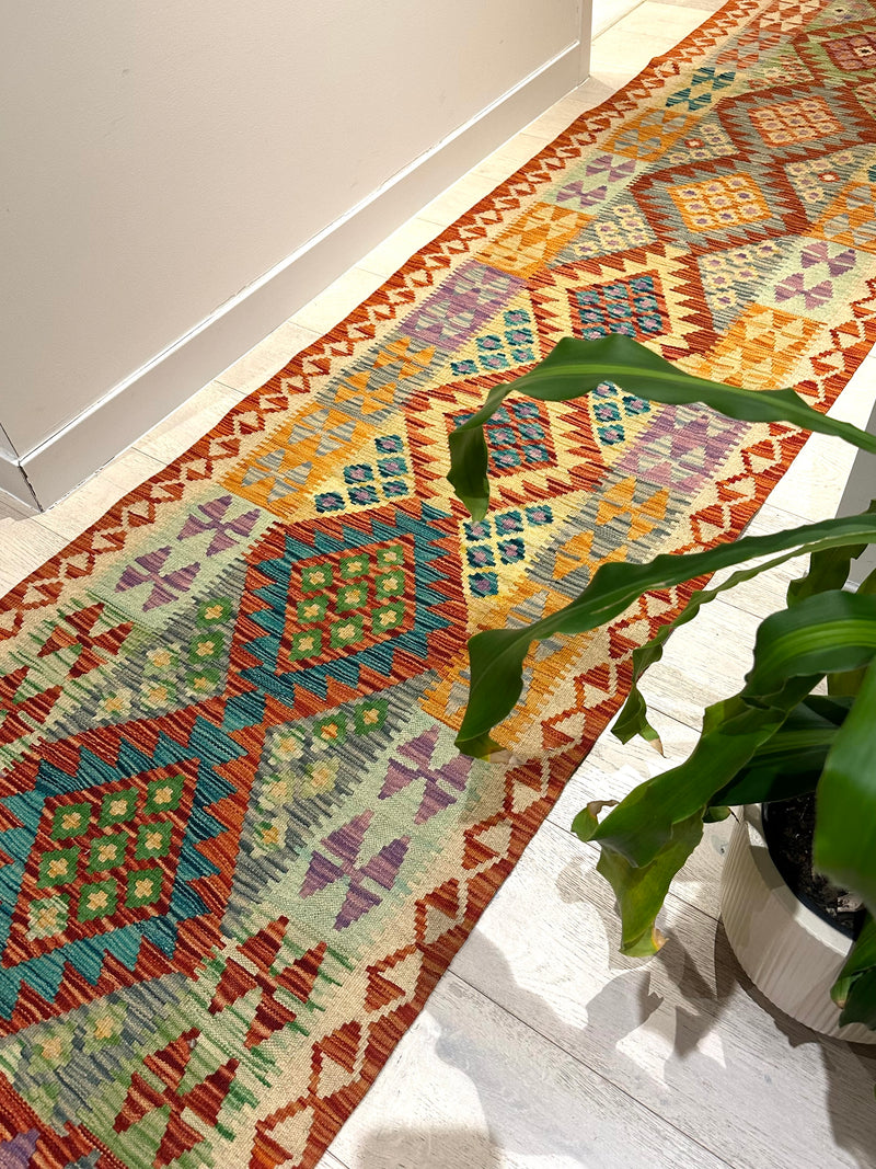 Kilim Chobi Handmade Multi Wool Runner Rug (STK550-1746) 499x77cm, Rugs Online Rugs Sydney Australia, www.rugsonlinerugs.com.au