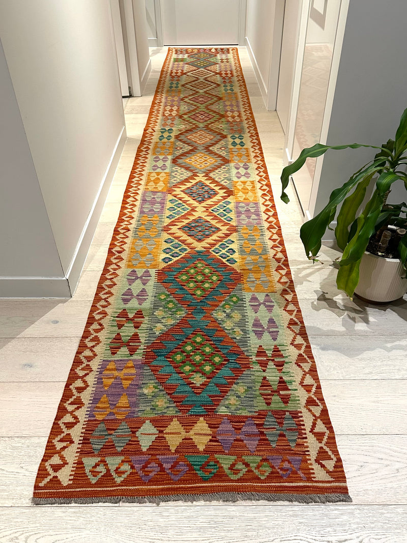 Kilim Chobi Handmade Multi Wool Runner Rug (STK550-1746) 499x77cm, Rugs Online Rugs Sydney Australia, www.rugsonlinerugs.com.au