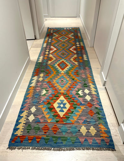Kilim Chobi Handmade Multi Wool Runner Rug (STK550-1997) 289x79cm, Rugs Online Rugs Sydney Australia, www.rugsonlinerugs.com.au