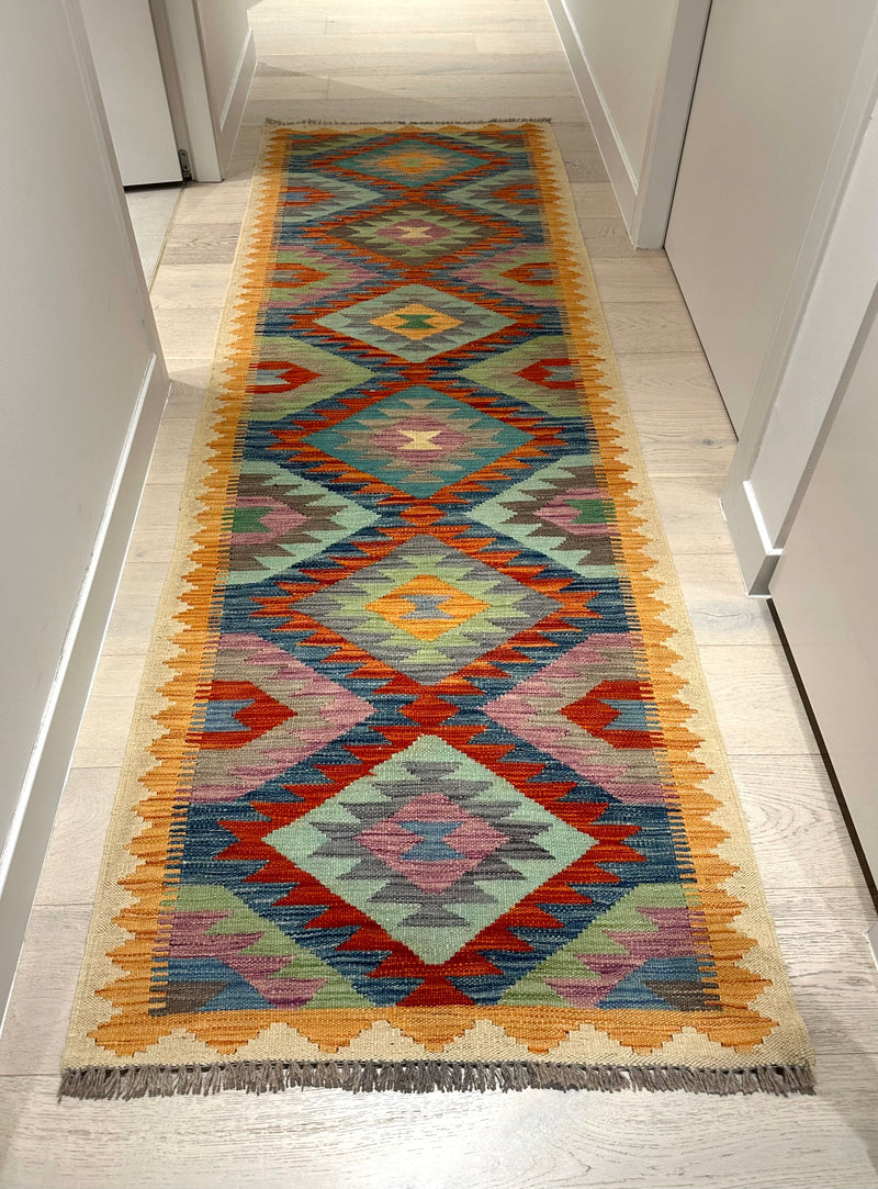Kilim Chobi Handmade Multi Wool Runner Rug (STK550-1998) 248x79cm, Rugs Online Rugs Sydney Australia, www.rugsonlinerugs.com.au