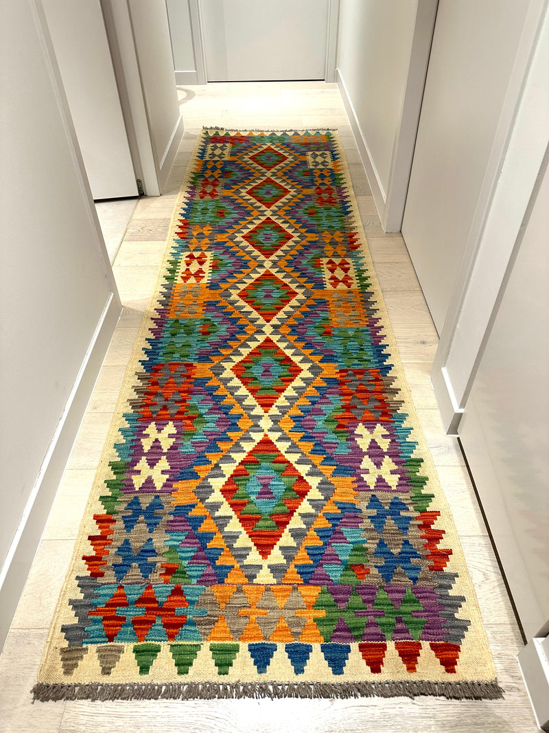 Kilim Chobi Handmade Multi Wool Runner Rug (STK550-2004) 284x80cm,  Rugs Online Rugs Sydney Australia, www.rugsonlinerugs.com.au