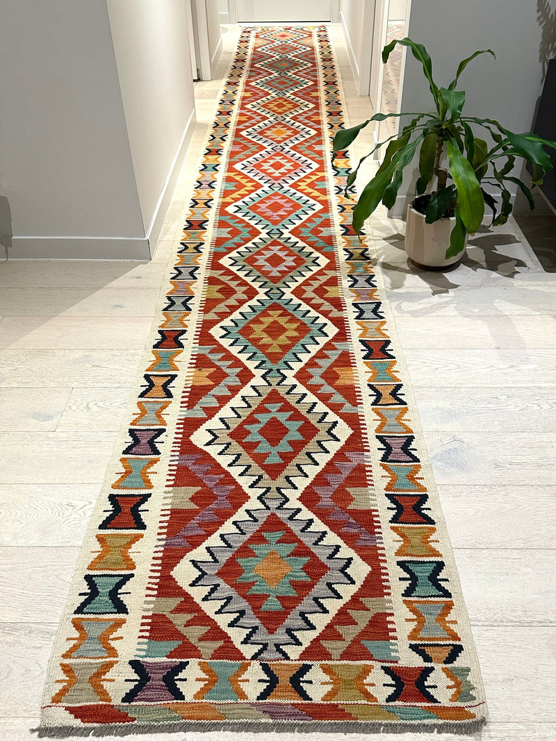 Kilim Chobi Handmade Multi Wool Runner Rug (STK550-2007) 588x81cm, Rugs Online Rugs Sydney Australia, www.rugsonlinerugs.com.au