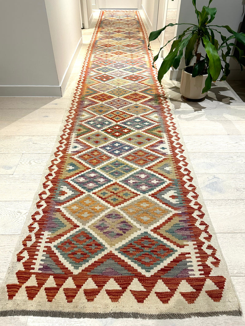 Kilim Chobi Handmade Multi Wool Runner Rug (STK550-2008) 578x85cm, Rugs Online Rugs Sydney Australia, www.rugsonlinerugs.com.au