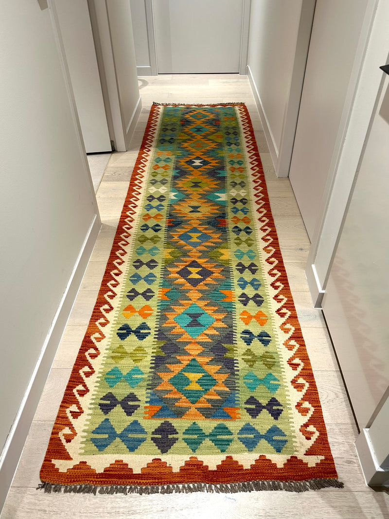 Kilim Chobi Handmade Multi Wool Runner Rug (STK550-2010) 300x81cm, Rugs Online Rugs Sydney Australia, www.rugsonlinerugs.com.au