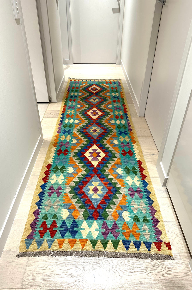 Kilim Chobi Handmade Multi Wool Runner Rug (STK550-2011) 283x85cm, Rugs Online Rugs Sydney Australia, www.rugsonlinerugs.com.au