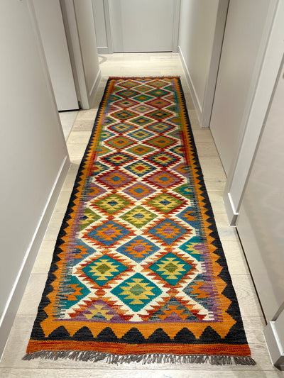 Kilim Chobi Handmade Multi Wool Runner Rug (STK550-2013) 289x81cm, Rugs Online Rugs Sydney Australia, www.rugsonlinerugs.com.au
