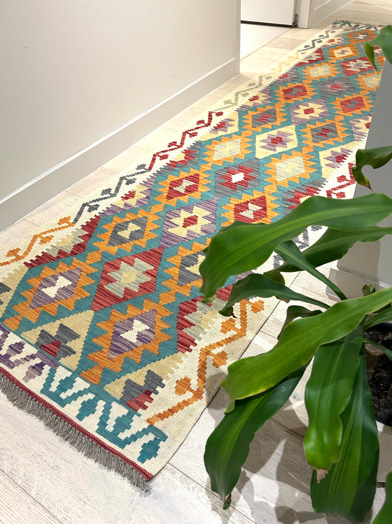 Kilim Chobi Handmade Multi Wool Runner Rug (STK550-2081) 295x80cm, Rugs Online Rugs Sydney Australia, www.rugsonlinerugs.com.au