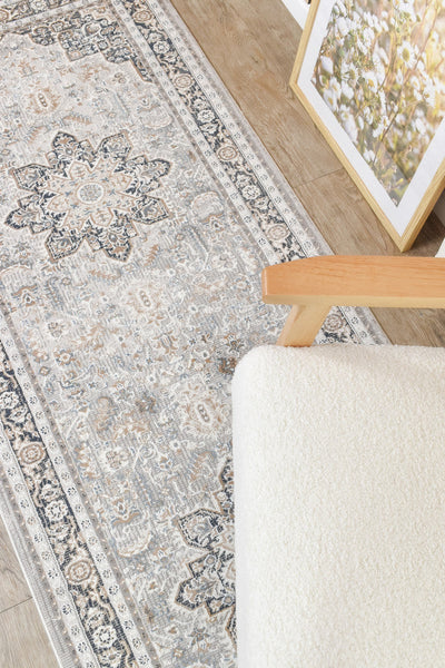 Rugbella Traditional Navy Cream Runner Rug