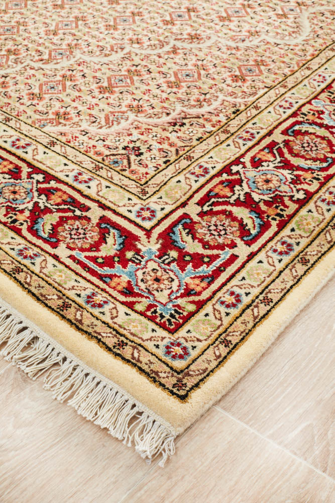 Mahi Hand Knotted Cream & Red Wool Rug 215X150CM