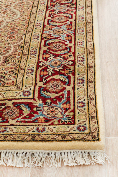 Mahi Hand Knotted Cream & Red Wool Rug 215X150CM