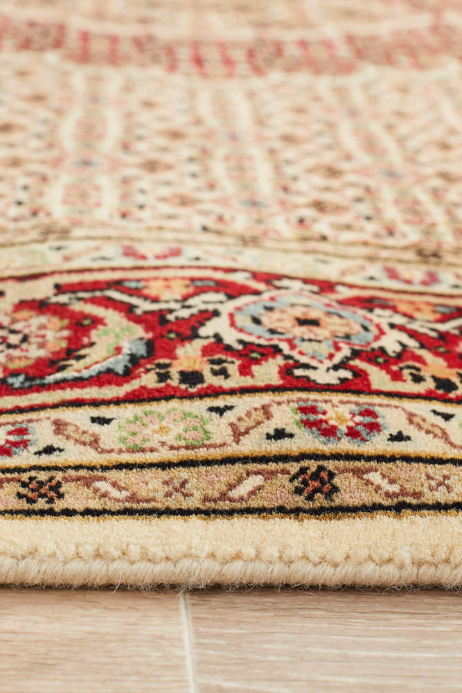 Mahi Hand Knotted Cream & Red Wool Rug 215X150CM