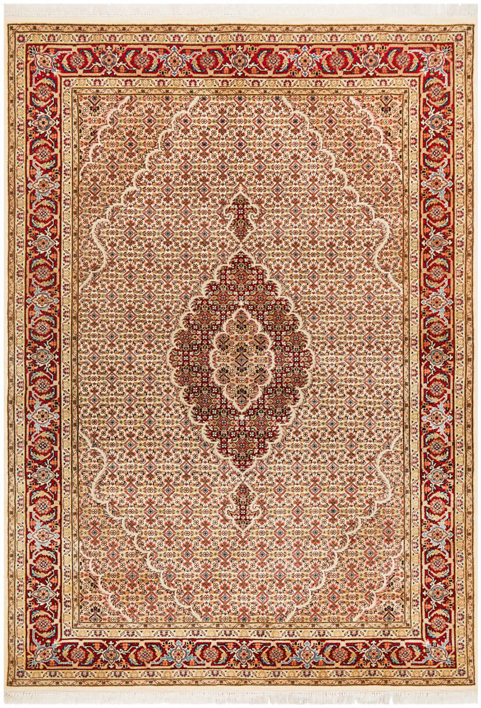 Mahi Hand Knotted Cream & Red Wool Rug 215X150CM