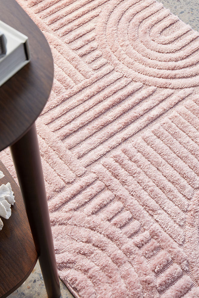 Serenade Jooji Curve Abstract Pink Rug