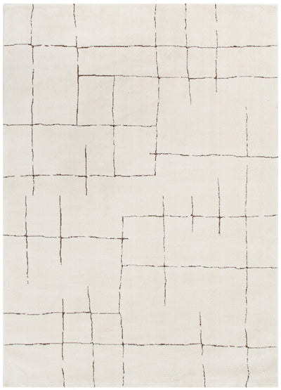 Coco Abstract Lines Brown Cream 10 Rug