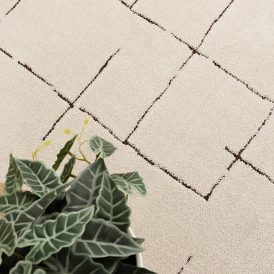 Coco Abstract Lines Brown Cream 10 Rug