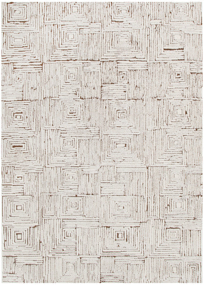 Coco Geometric Squares Cream Brown 8 Rug