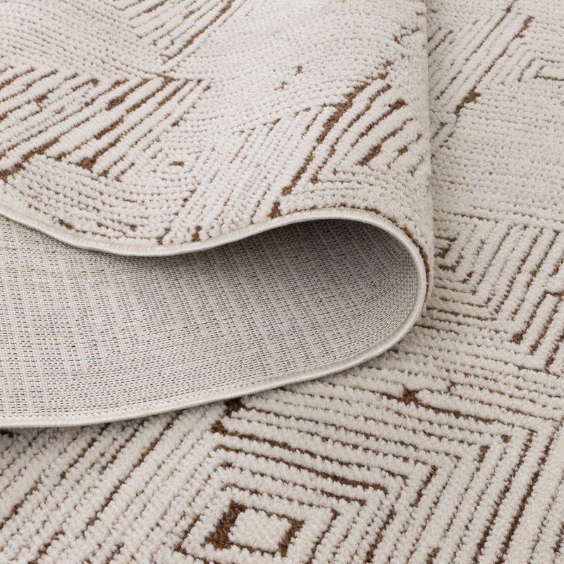 Coco Geometric Squares Cream Brown 8 Rug