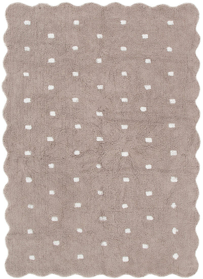Mellow Scalloped Mushroom Beige Organic Cotton Rug