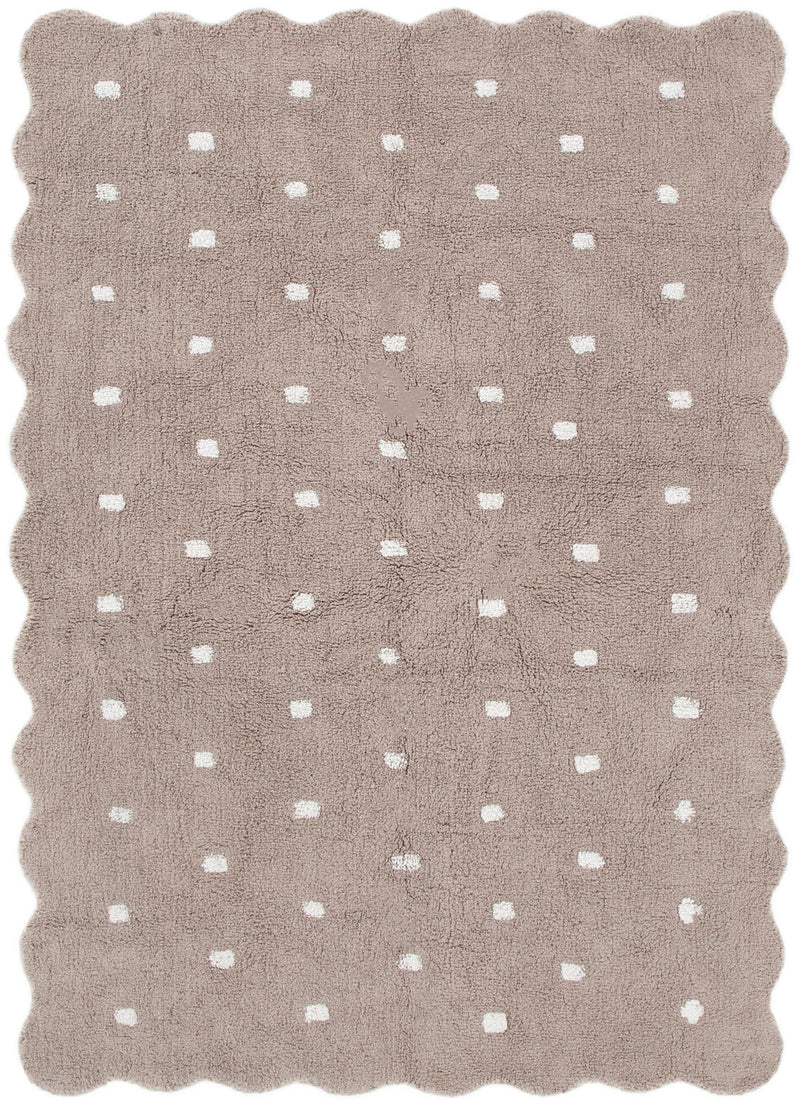 Mellow Scalloped Mushroom Beige Organic Cotton Rug