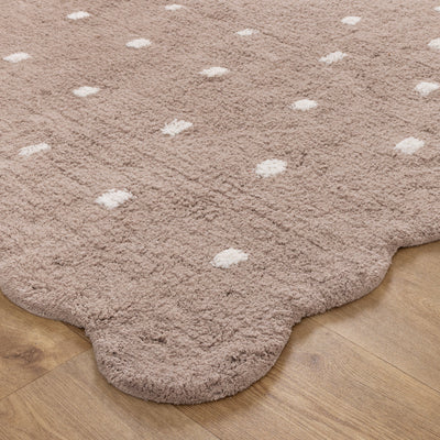 Mellow Scalloped Mushroom Beige Organic Cotton Rug